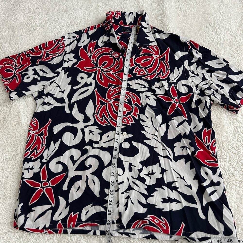 Polo Ralph Lauren Mens Hawaiian Shirt Sz L Navy Red Preppy Summer Country Club - Picture 5 of 7